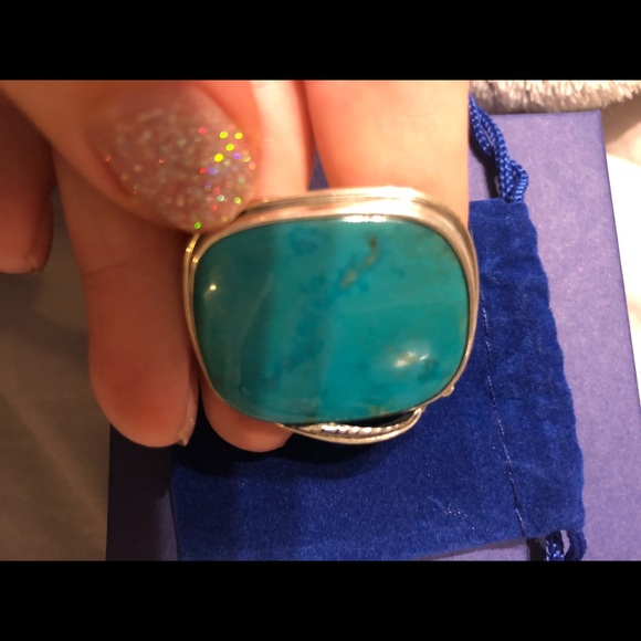 Stunning size 8 sterling silver turquoise ring - Picture 4 of 6